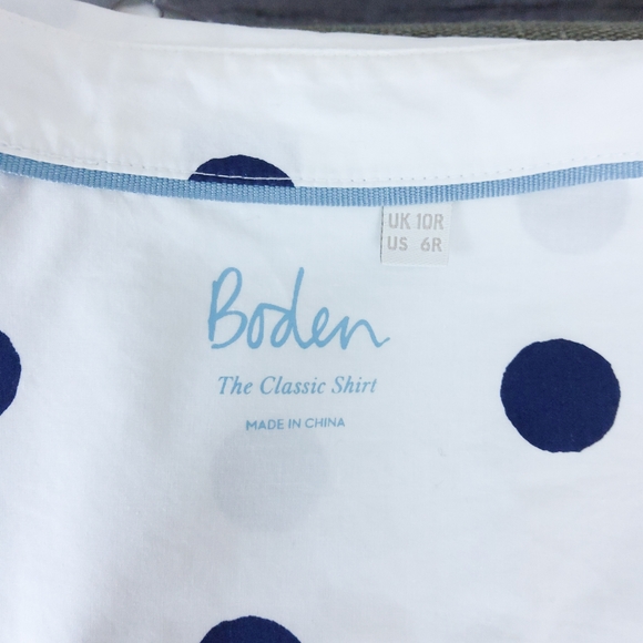 Boden The Classic Polka-dot Button Up Shirt Navy 6 - Picture 4 of 7